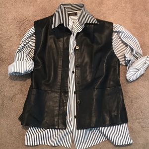 Cold water creek Black leather vest